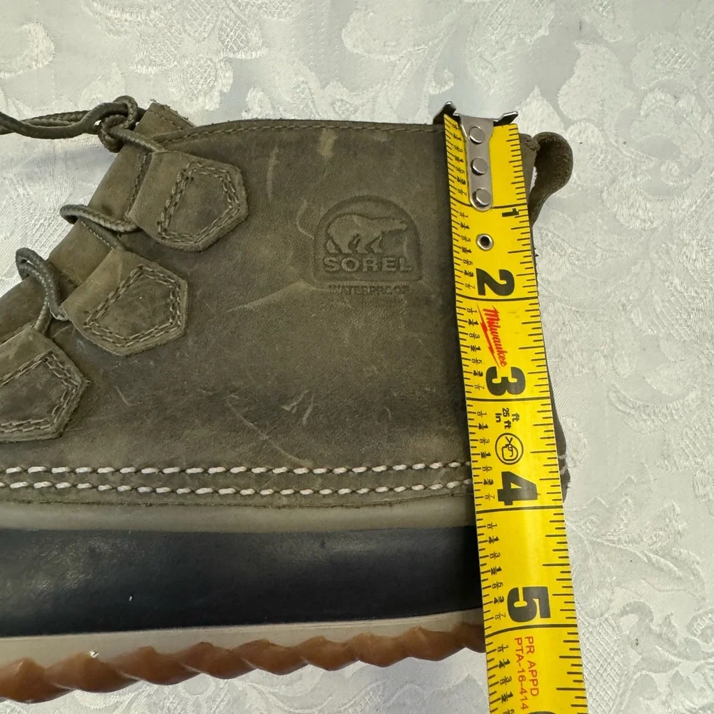 Sorel Out N‎ About Leather Casual Duck Boot Sage Black  Women’s 10 Waterproof